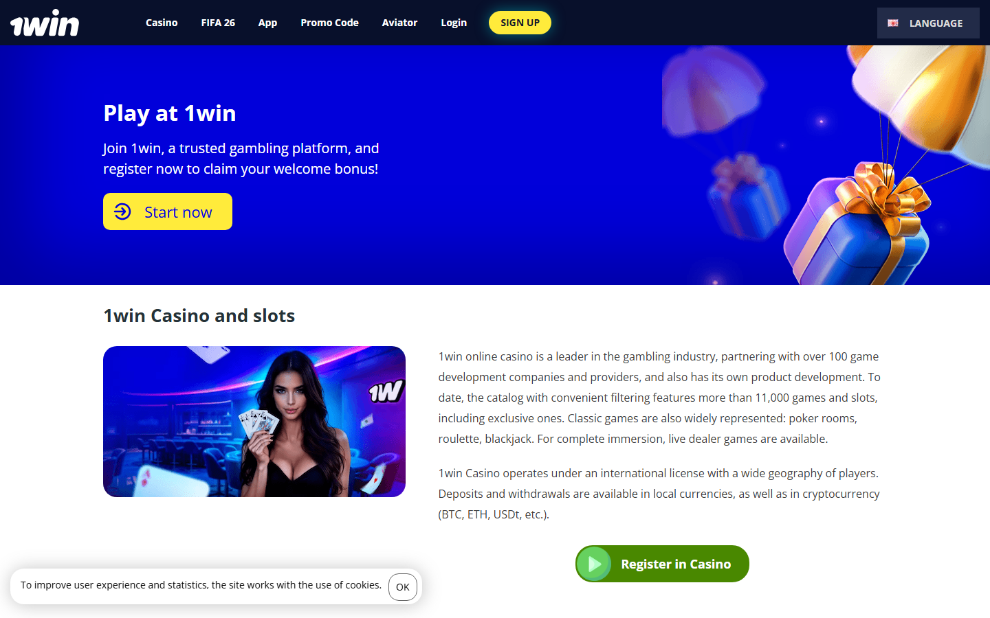 1win public page screenshot for Big Bass checks