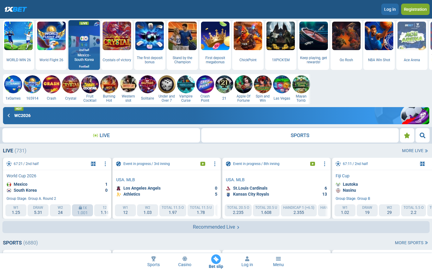 1xBet public page screenshot for Big Bass checks